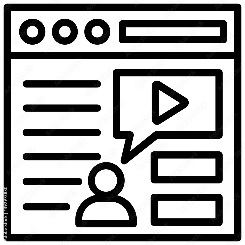 A webpage with video, viral marketing concept line icon
A webpage with video, viral marketing concept line icon