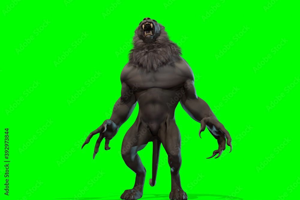 Fantasy character Humanoid Lion in epic pose - 3D render Fantasy character Humanoid Lion in epic pose - 3D render
