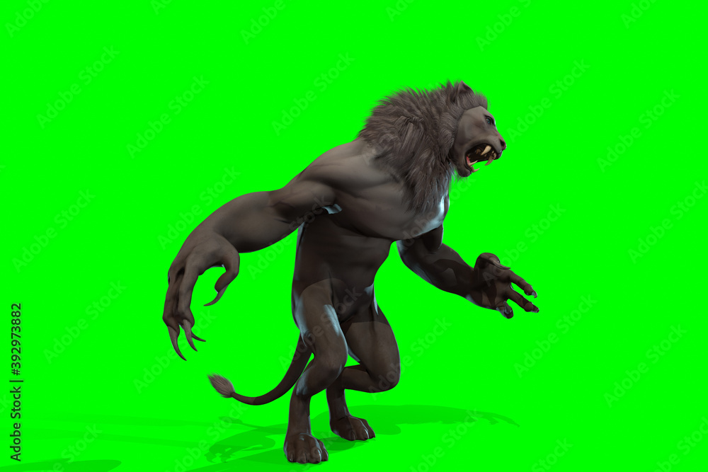 Fantasy character Humanoid Lion in epic pose - 3D render Fantasy character Humanoid Lion in epic pose - 3D render