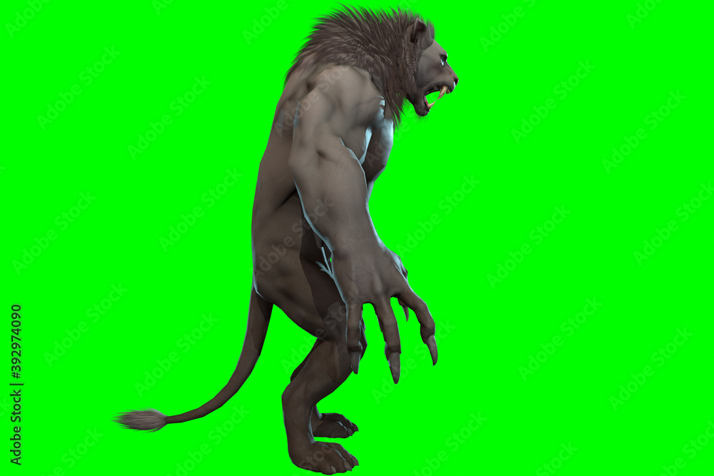 Fantasy character Humanoid Lion in epic pose - 3D render Fantasy character Humanoid Lion in epic pose - 3D render