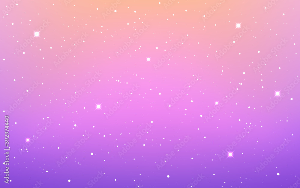 Space background. Color cosmos texture. Violet starry cosmos. Colorful milky way. Cosmic poster with stardust. Magic shining stars. Vector illustration