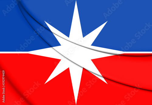 3D Flag of Luis Eduardo Magalhaes (Bahia State), Brazil. 3D Illustration.