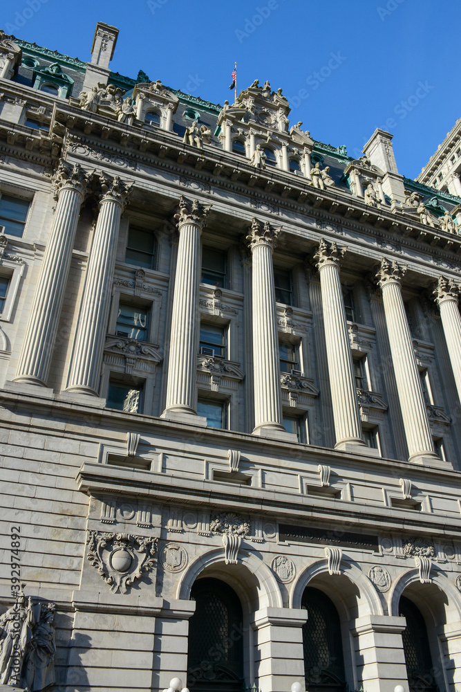 New York, NY, USA - June 26, 2019: Goverment building in Lower Manhattan