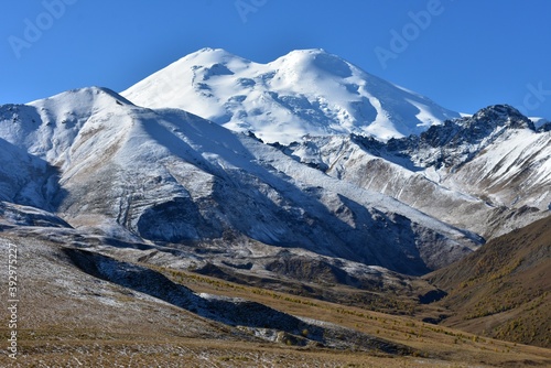 Autumn Elbrus (5642m.), the highest mountain of Russia and Europe