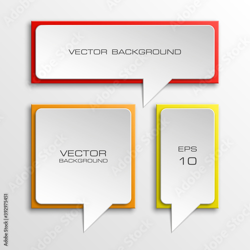 Colloquial cloud on a rectangular background. Square banner. Three speech bubbles. Abstract vector banner. Design shape. Rectangle form.