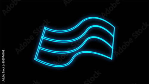 piece of bacon on a black background, vector illustration, neon. a piece of fried pork. meat with lard. neon sign in blue, bright illumination