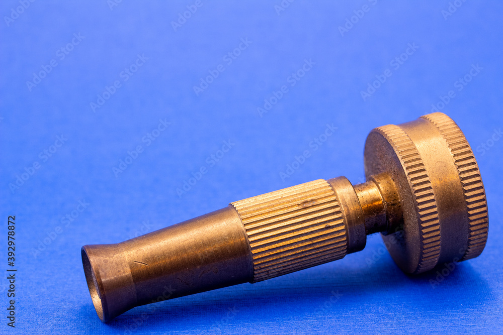 Close up of brass water nozzle head
