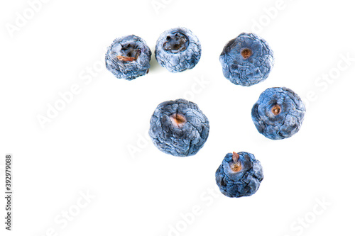dry blueberry on white background