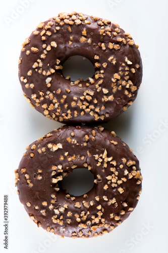 Tasty chocolate donut, isolated on white