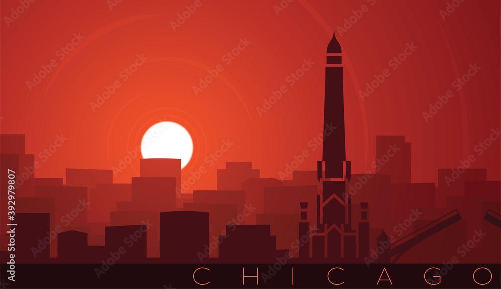 Chicago Low Sun Skyline Scene