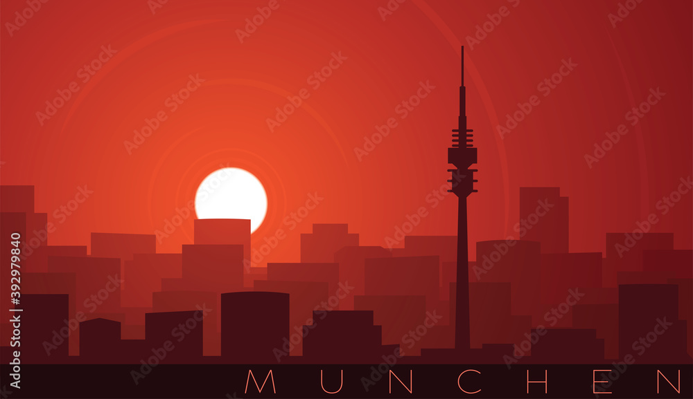 Munich Low Sun Skyline Scene