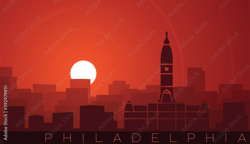 Philadelphia Low Sun Skyline Scene