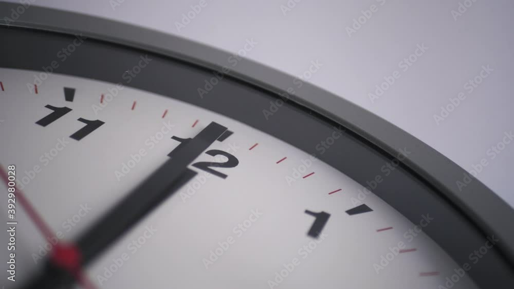Close up of a ticking clock on white background, pointing midnight Close up of a ticking clock on white background, pointing midnight