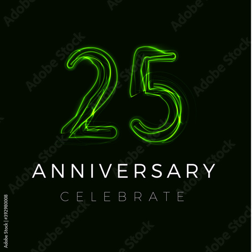 twenty five, twenty fifth Anniversary poster for party. 25 years sign. 25th birthday celebrate. Vector illustration
