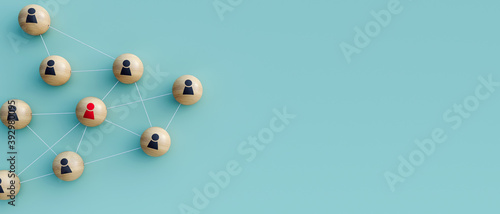 Teamwork organization structure and social network concept 3D Rendering