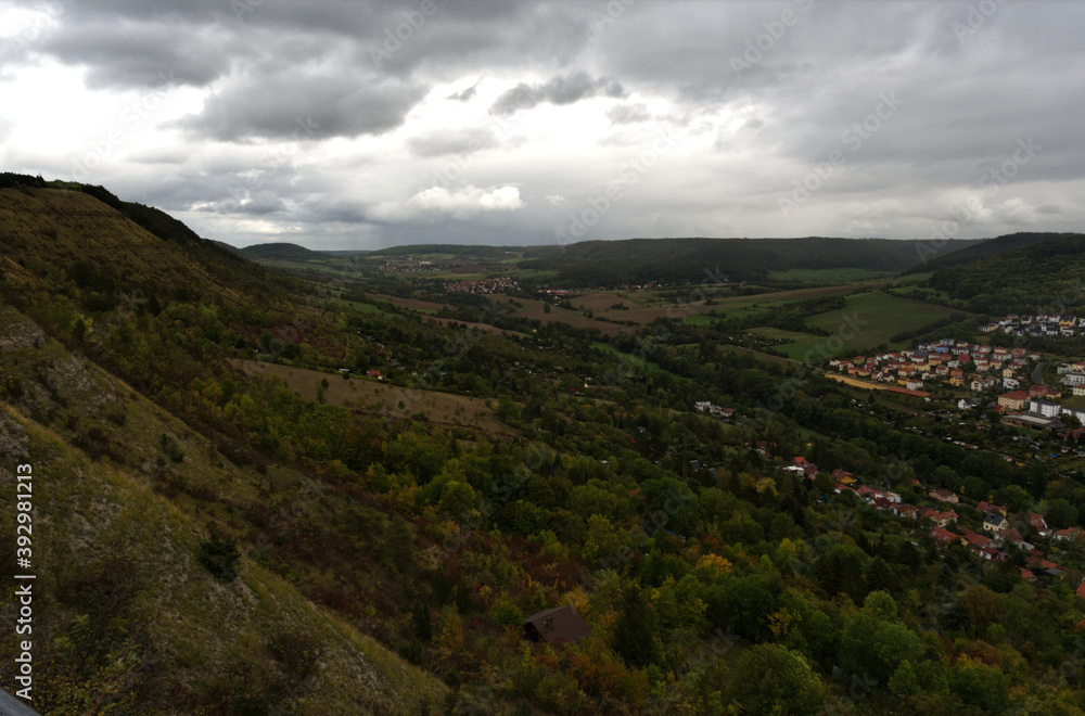 view at Jena at summer close to autumn at day from kernberge