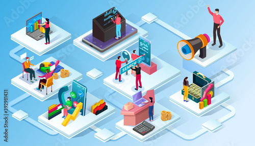 Business isometric illustration.