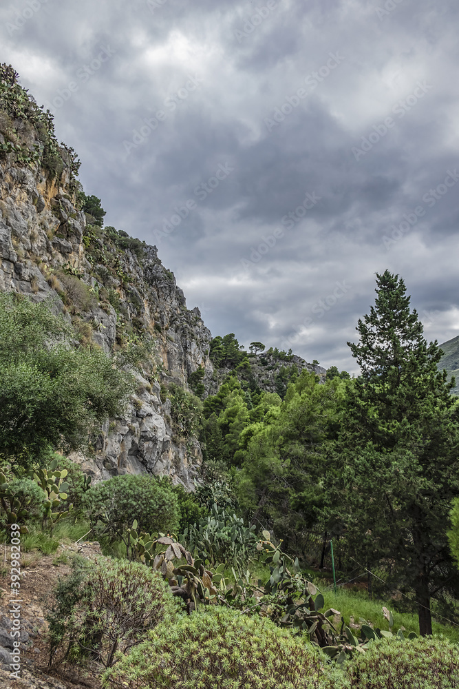 Wonderful scenery of the Rocca Mountain. La Rocca Mountain dominates the silhouette of Cefalu. Province of Palermo, Cefalu, Sicily, Italy. Wonderful scenery of the Rocca Mountain. La Rocca Mountain dominates the silhouette of Cefalu. Province of Palermo, Cefalu, Sicily, Italy.
