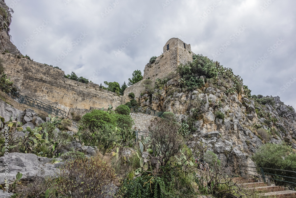 Wonderful scenery of the Rocca Mountain. La Rocca Mountain dominates the silhouette of Cefalu. Province of Palermo, Cefalu, Sicily, Italy. Wonderful scenery of the Rocca Mountain. La Rocca Mountain dominates the silhouette of Cefalu. Province of Palermo, Cefalu, Sicily, Italy.