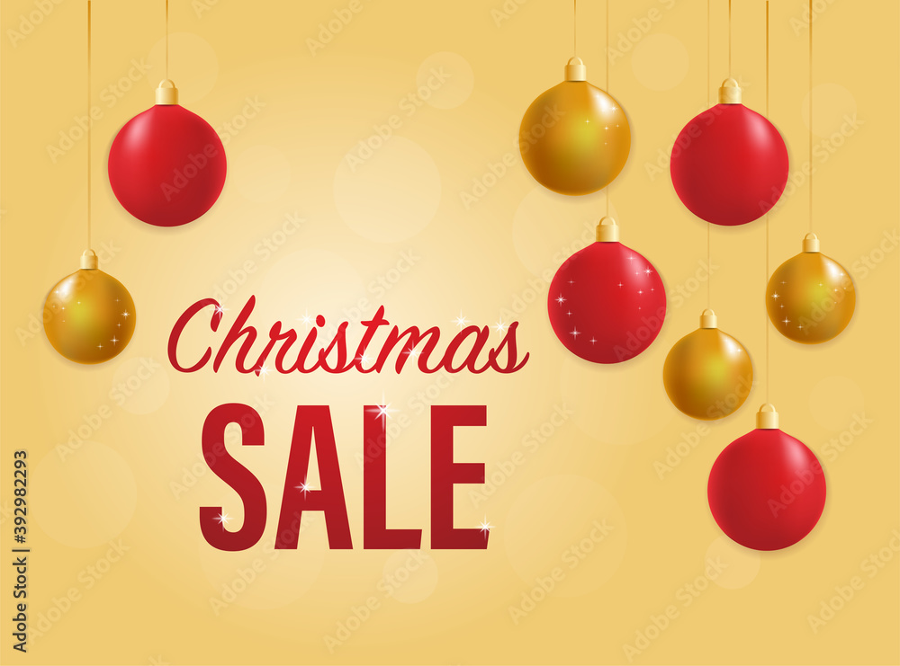 Christmas sale, great design for any purposes. Banner sale. Store label. Special offer badge. Merry christmas banner. Red brochure. Vector illustration.