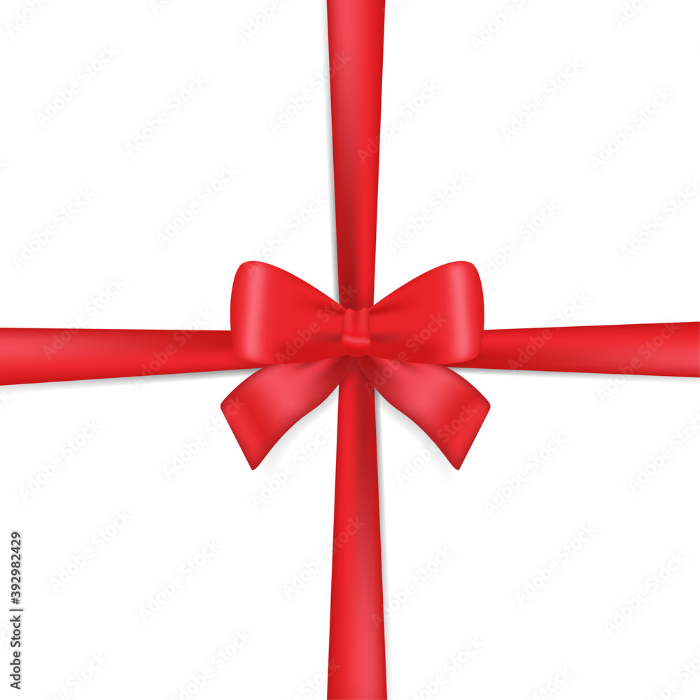 Realistic red ribbon banner on white backdrop. Holiday concept. Xmas present. Realistic template. Vector design template. Realistic red ribbon banner on white backdrop. Holiday concept. Xmas present. Realistic template. Vector design template.