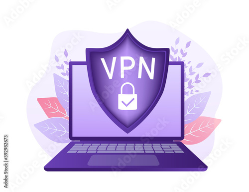 Secure VPN connection concept. Virtual private network connectivity overview. Safety internet technology, data secure. 3d icon with vpn for concept design.