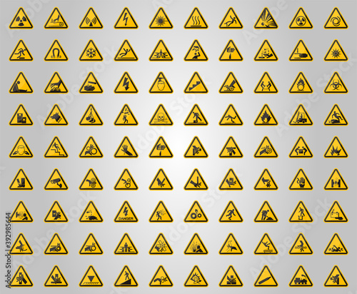 Free Download Warning Hazard Symbols labels Sign Isolate on White Background,Vector Illustration - GFXLoad