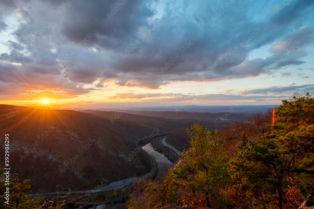 A View of the Sunset From the Peak at Mount Tammany at the Delaware Water Gap