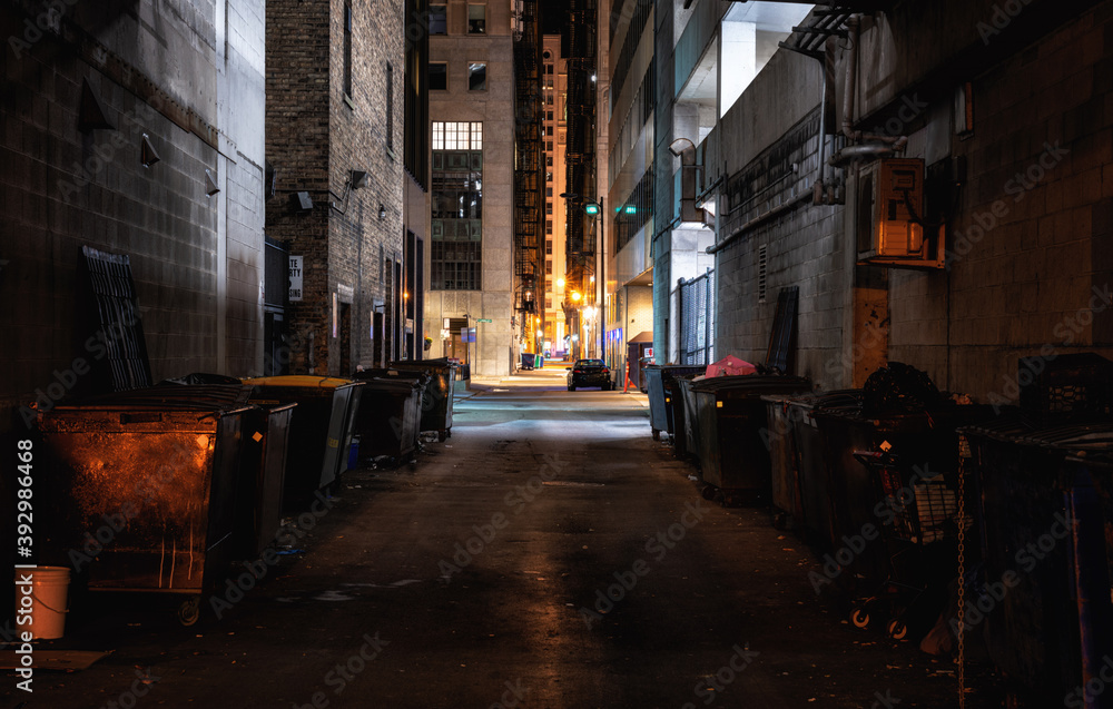Dark abandoned alley downtown Chicago