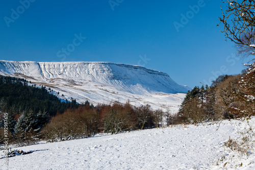 Snow covered mountains on a clear, bright, sunny winters day