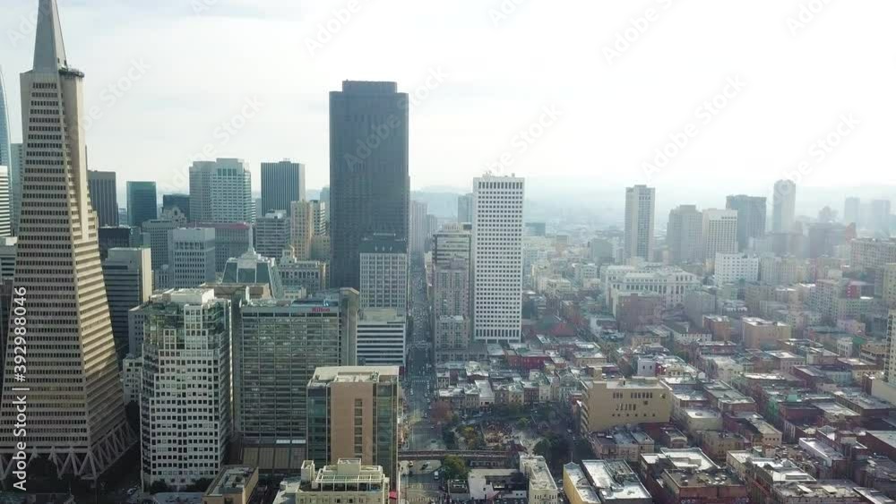 Downtown San Francisco, tilt up aerial Downtown San Francisco, tilt up aerial