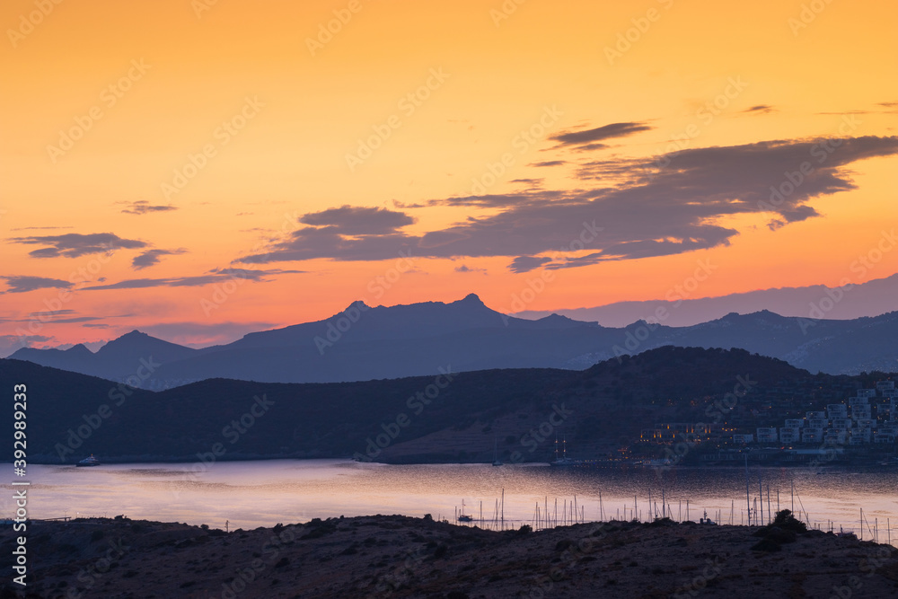 Cityscape of Bodrum at sunset