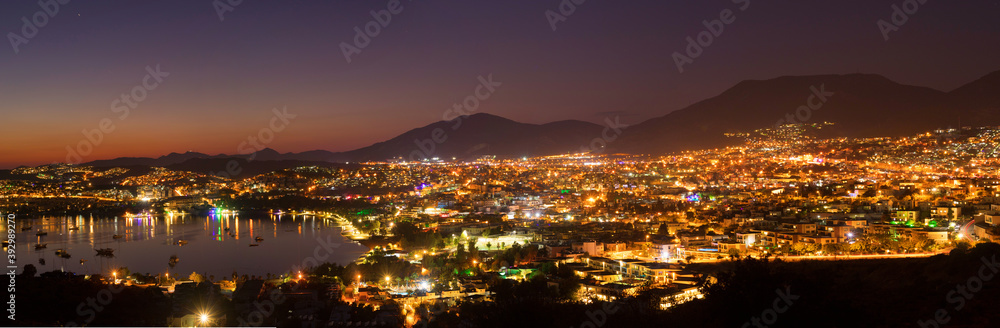 Cityscape of Bodrum at night