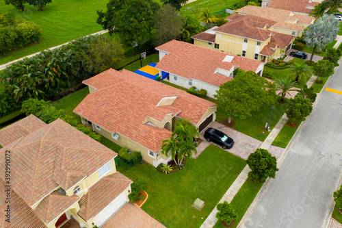 Aerial real estate photo single family homes photo