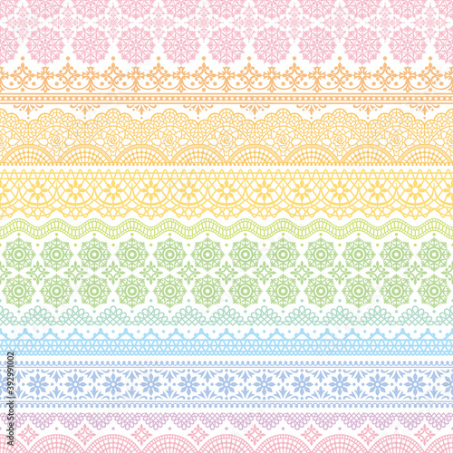 刺繍レース　パステルカラー　レインボー　広告背景