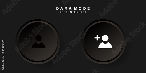 Simple Creative Add Contact User Interface in Neumorphism Design. Simple, modern and minimalist. Smooth and soft 3D user interface. Dark mode. For apps design. Icon Add Group Vector Illustration.