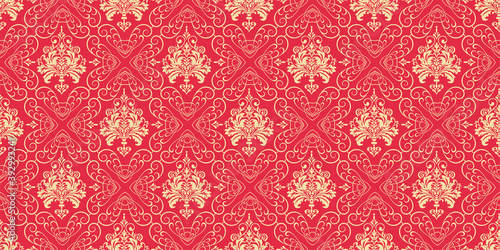 Red background wallpaper seamless pattern, vector image
