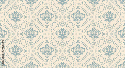 Damask background wallpaper seamless pattern, vector graphics 