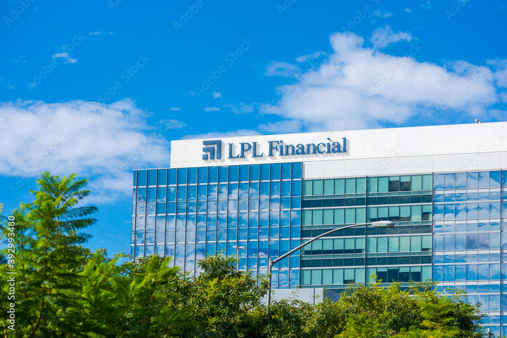 LPL Financial sign logo on the modern office building of LPL Financial