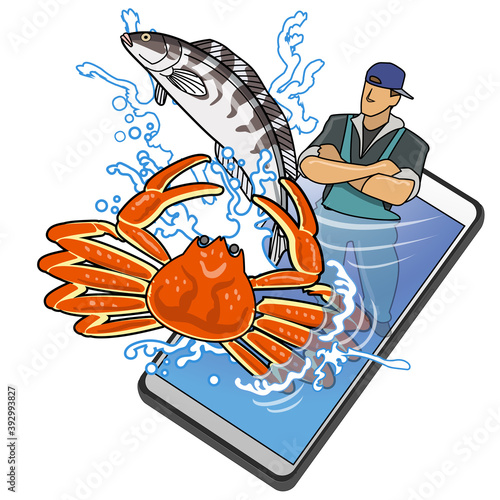 スマートフォンを利用した海鮮の直販