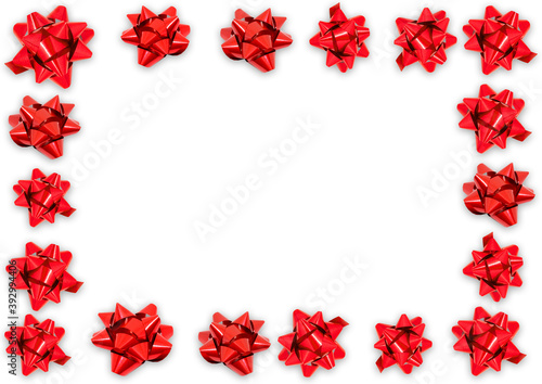 Red gift bow A3 border on a white background
