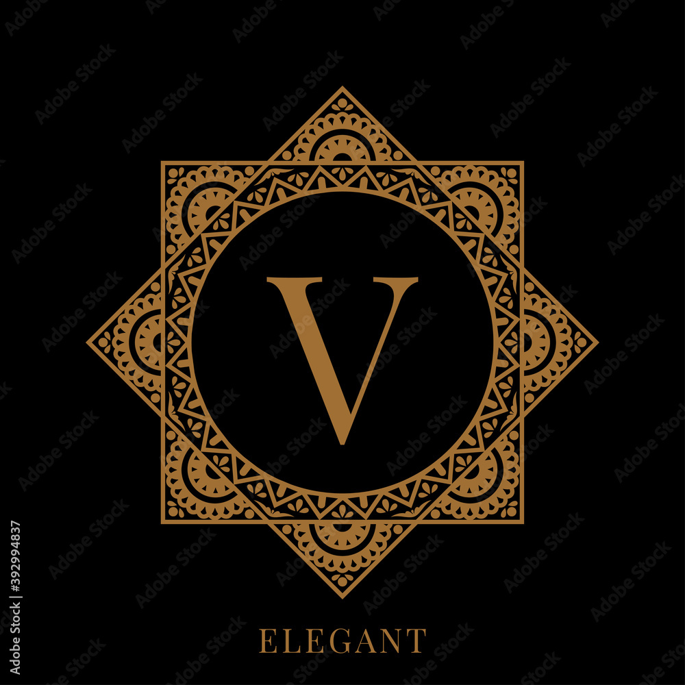 elegant letter V mandala logo template