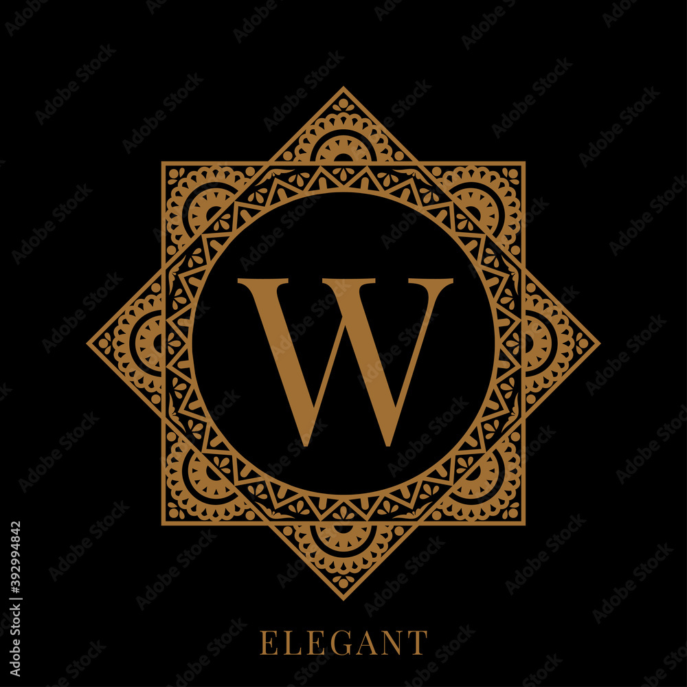 elegant letter W mandala logo template