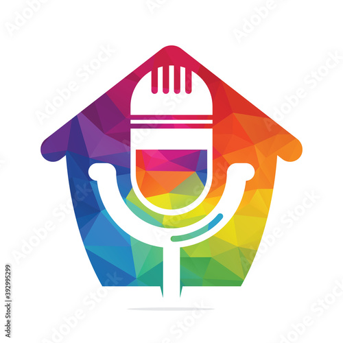 Podcast home vector logo design. Studio home logo concept design.