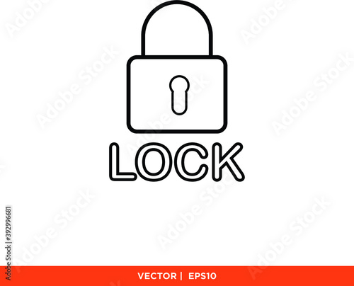 Icon vector graphic of padlock, lock, good for template web app etc