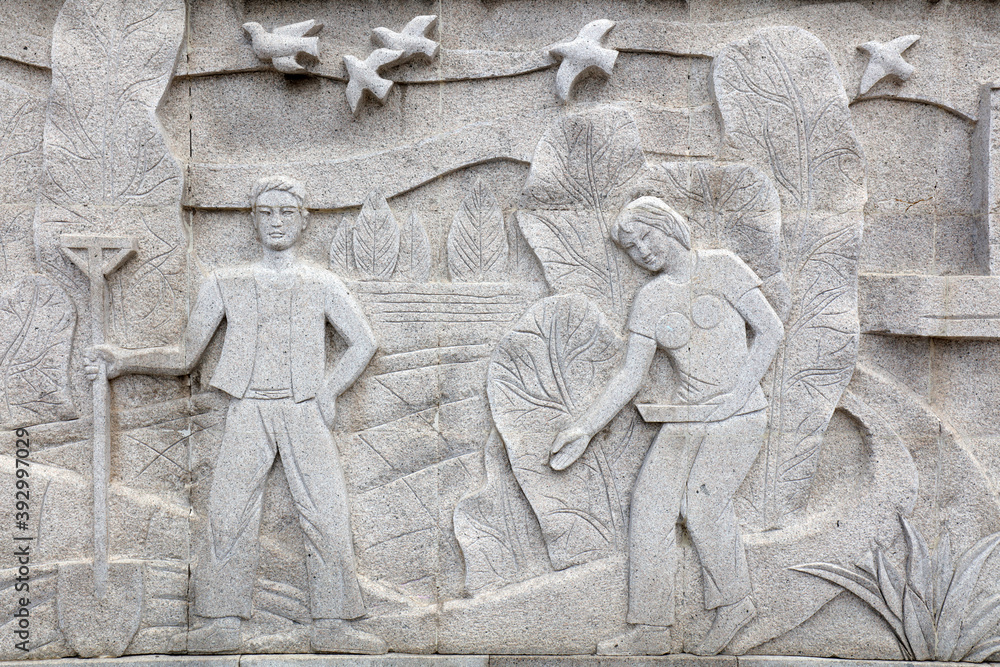 Obraz premium Chinese Ancient Wall Carving Art in Parks, Shijiazhuang City, Hebei Province, China