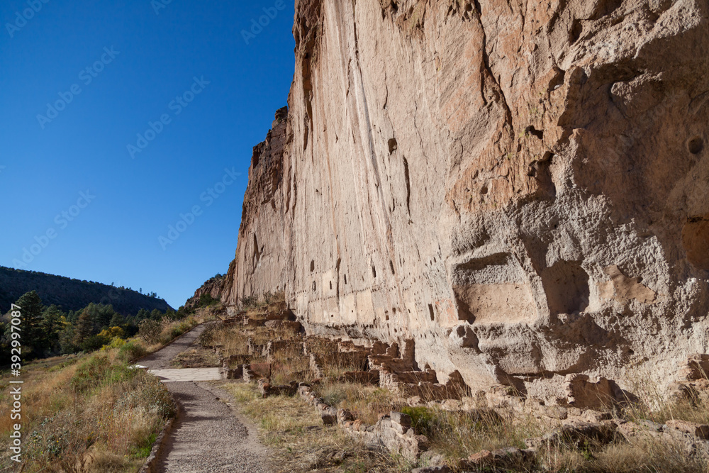 Carved Cave Dwellings at Bandelier National Monument Carved Cave Dwellings at Bandelier National Monument
