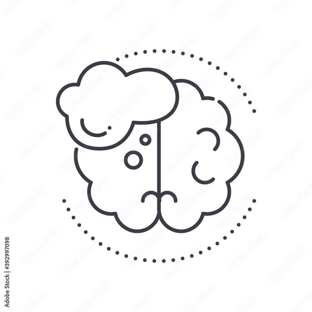 Thinking process icon, linear isolated illustration, thin line vector, web design sign, outline concept symbol with editable stroke on white background. Thinking process icon, linear isolated illustration, thin line vector, web design sign, outline concept symbol with editable stroke on white background.