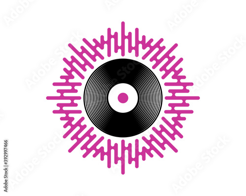 Vinyl record in the circle sound wave