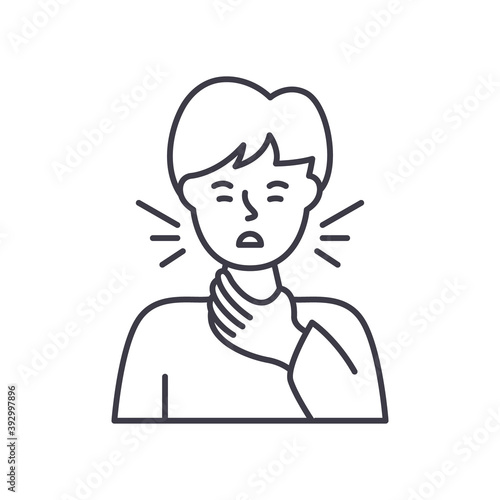 Sore throat icon, linear isolated illustration, thin line vector, web design sign, outline concept symbol with editable stroke on white background.